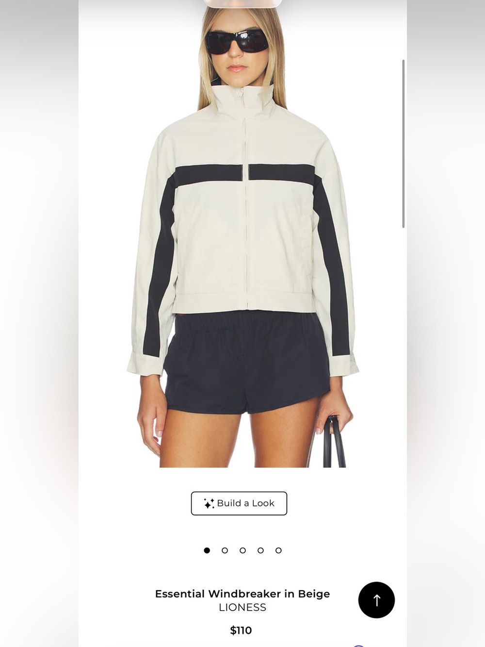 Lioness Beige and Black Cropped Windbreaker Jacket
